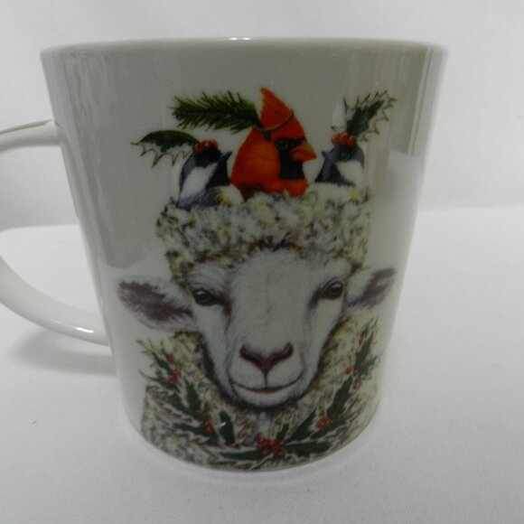Two Can Art PPD Christmas Donkey Sheep Mug Cup Bone China micro dish 14 oz Set 2 - Picture 11 of 11